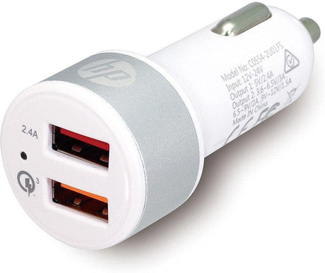 شاحن سيارة HP USB+QC3.0 بمنفذ شحن USB 2.4A وUSB 1A