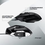 Logitech G502 X Wired Gaming Mouse - LIGHTFORCE hybrid optical-mechanical primary switches, HERO 25K gaming sensor, compatible with PC - macOS/Windows