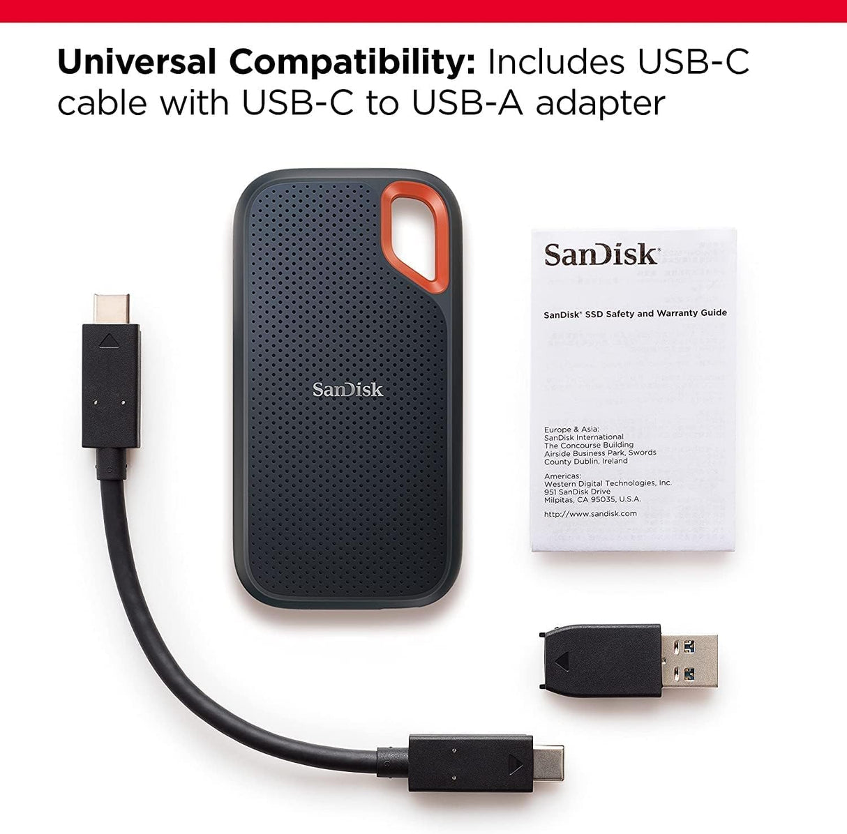 SanDisk Extreme Portable SSD 2 تيرابايت - 1050/1000 ميجابايت/ثانية 