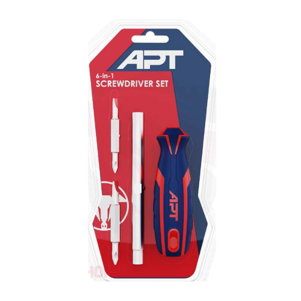 APT 6-in-1 Screw Driver Set APT-2 Color Handle Double Blister