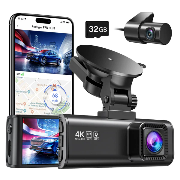 Redtiger F7NP 4K Front Rear Dash Cam 4K Ultra Claen WiFi & GPS - DokanTech #