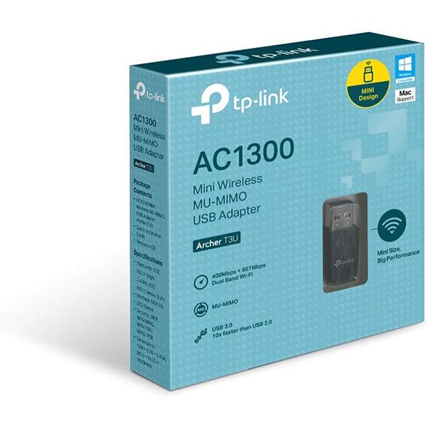 محول USB لاسلكي TP-Link ac1300 mini mu-mimo archer t3u 