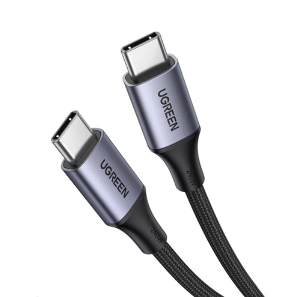 كابل يوجرين US535 USB -C إلى USB-C PD سريع 240 وات، 1 متر - رمادي