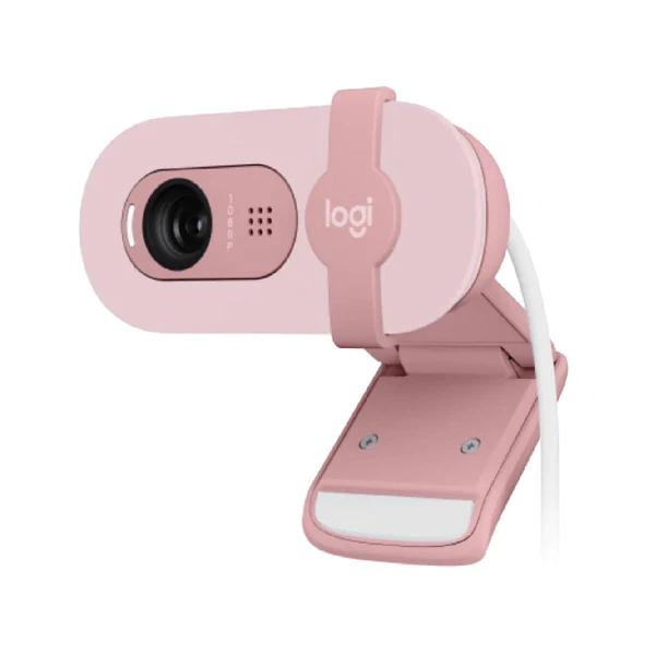 Logitech Brio 100 Full HD 1080p webcam with auto-light balance, integrated privacy shutter, and built-in mic -Pink - DokanTech #