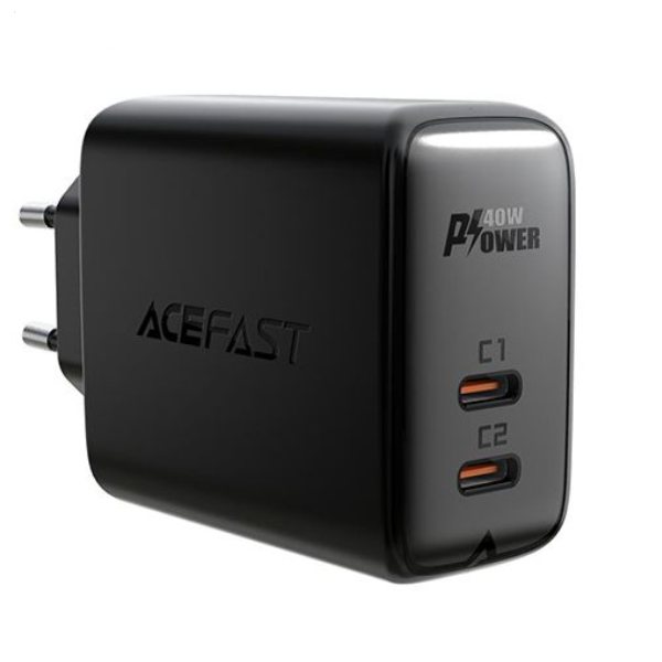 AceFast A9 40W (2xUSB-C) Fast Wall CHARGER PD3.0 - Black