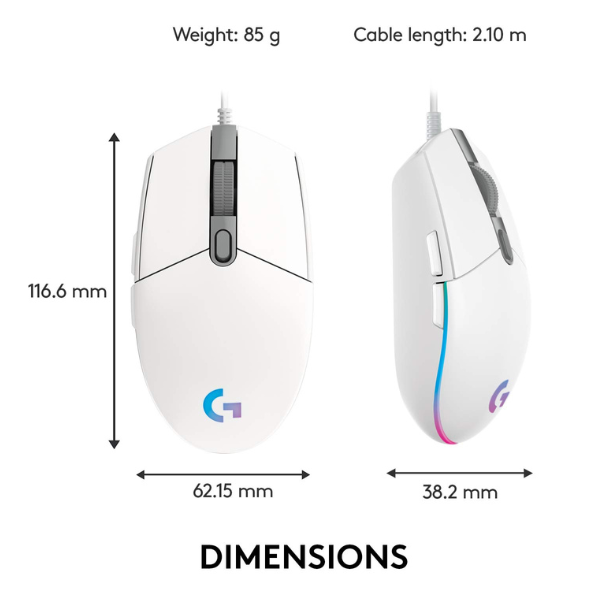 Logitech G102 Lightsync Wired Gaming Mouse with Customizable RGB