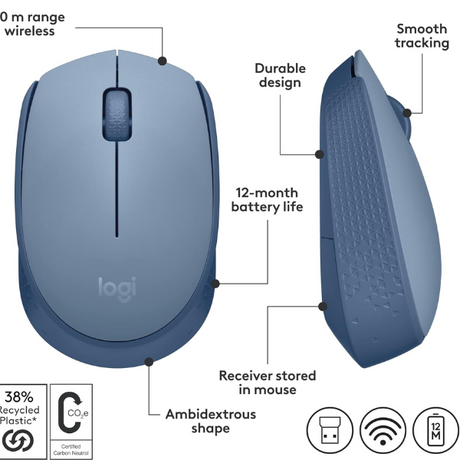 Logitech M171 Wireless Mouse 2.4 Ghz easy to use & high quality - DokanTech #