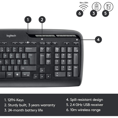 Logitech MK330 Wireless Keyboard & Mouse Combo easy to use - DokanTech #