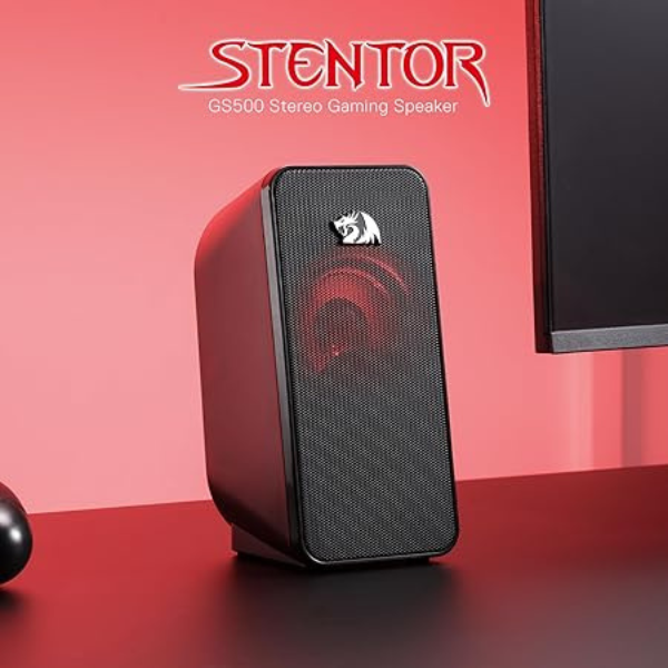 Redragon GS500 Stentor PC Gaming Speaker, 2.0 Channel Stereo Desktop Computer Speaker with Red Backlight - DokanTech #