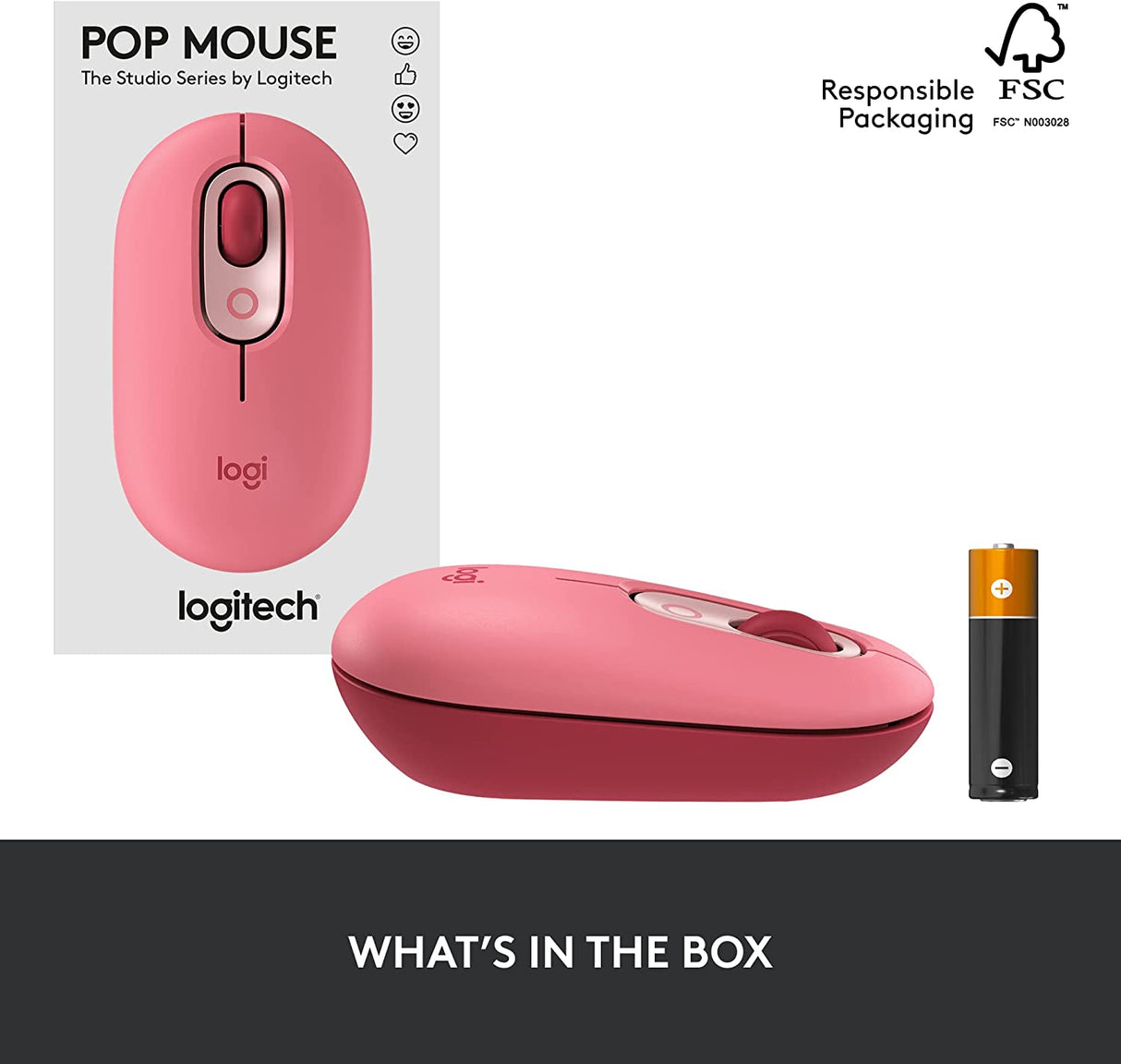 Logitech POP Mouse, Wireless Mouse with Customisable Emojis, SilentTouch Technology, Precision/Speed Scroll, Compact Design, Bluetooth, Multi-Device, OS Compatible - DokanTech #