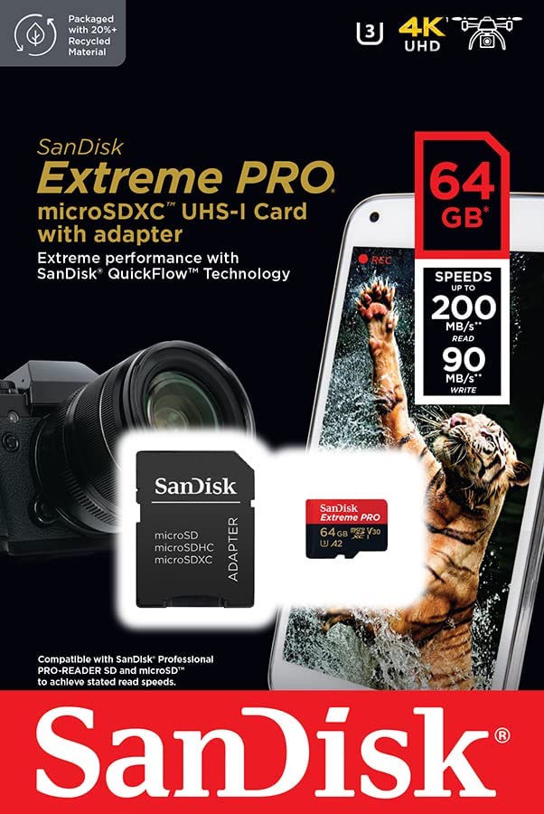 SanDisk Extreme Pro 64GB for 4K Video on Smartphones, 200MB/s - Micro - DokanTech #