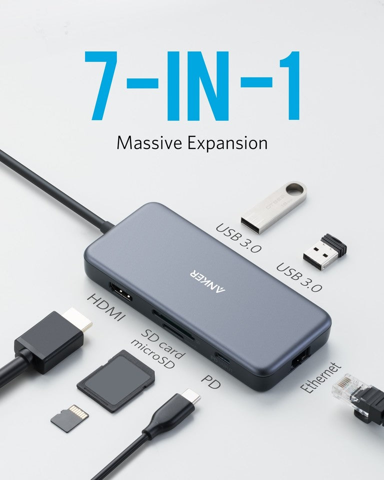 أنكر باور إكسباند + 7 في 1 USB C PD Ethernet Hub A8352HA1