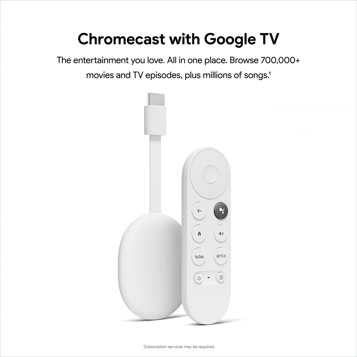 chromecast من جوجل, شاهد الأفلام والبرامج بدقة 4K HDR- أبيض ثلجي