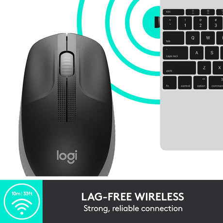 Logitech M190 Wireless Mouse Full Size Ambidextrous Curve Design - DokanTech #