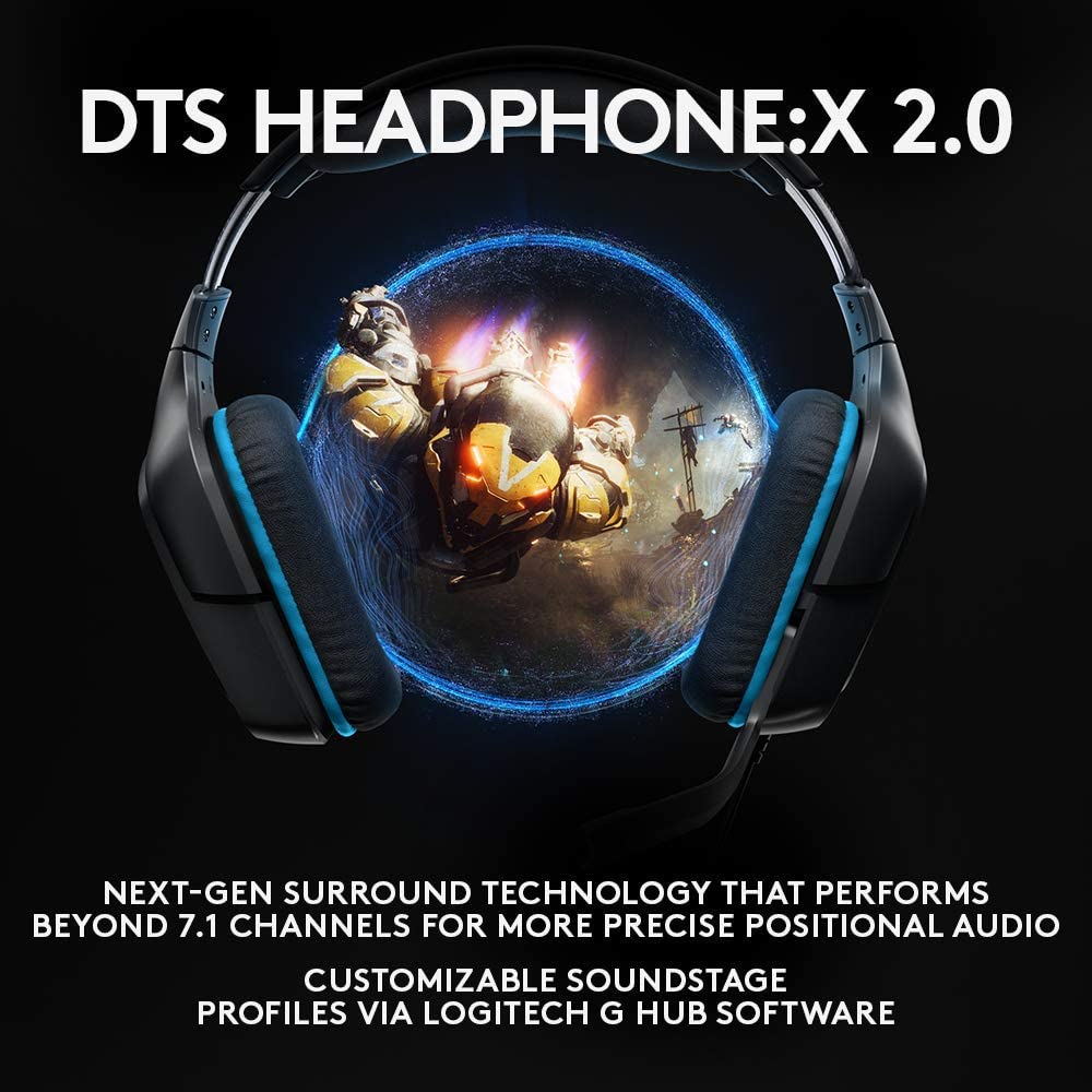 لوجيتك G432 سماعة رأس سلكية للألعاب ذات صوت محيطي 7.1