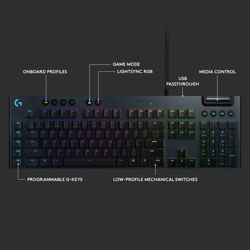 Logitech G815 RGB Michanical Gaming Keyboard Carbon GL Tactile - DokanTech #